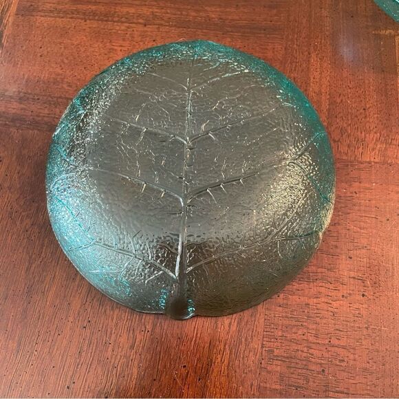 5.5" Arcoroc Teal Aspen Leaf Small Side Dessert Plate Dish Berry Bowls - Picture 5 of 9